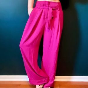 High waisted, fuchsia wide leg pant